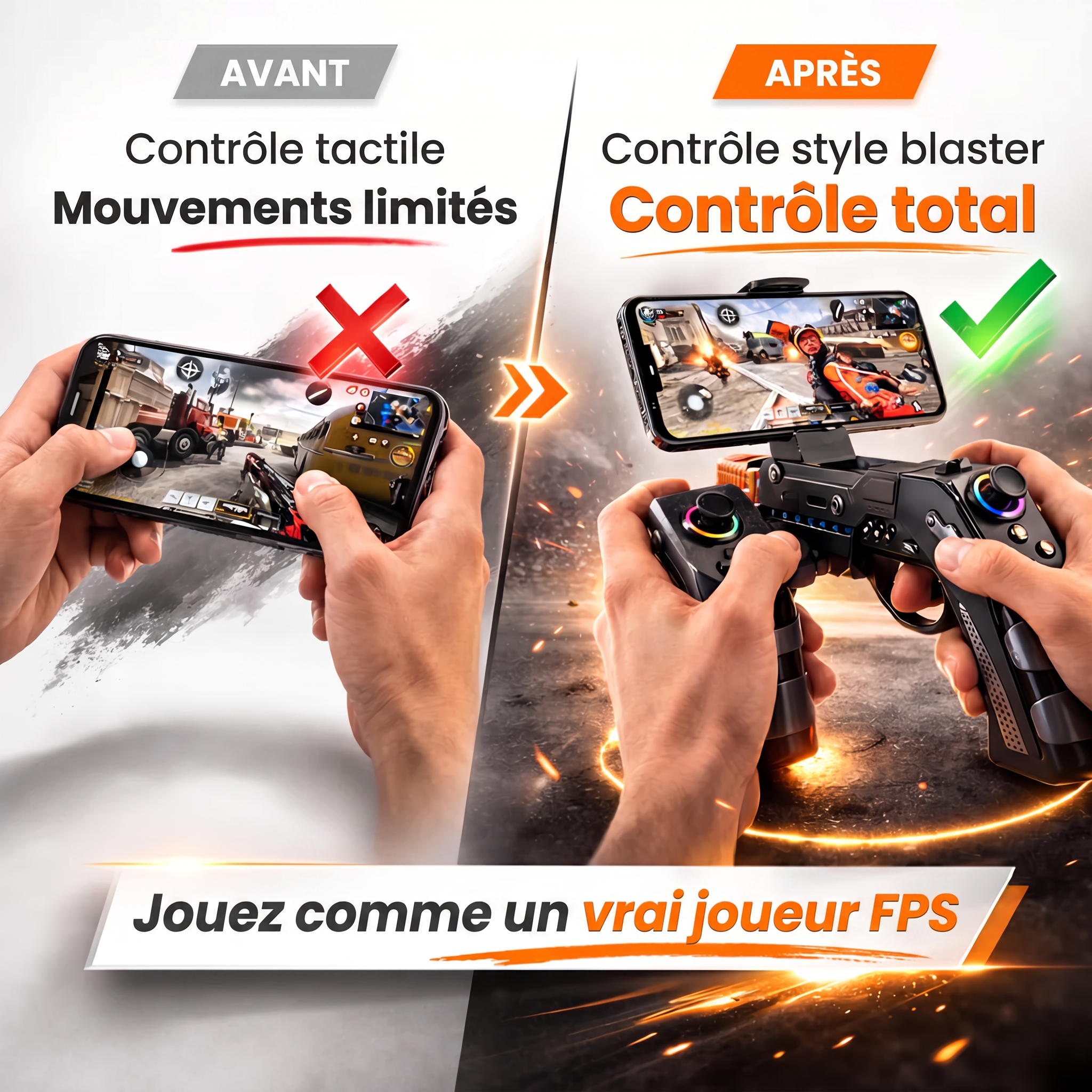 Visuel français comparatif avant après de l’Alpha Strike G1